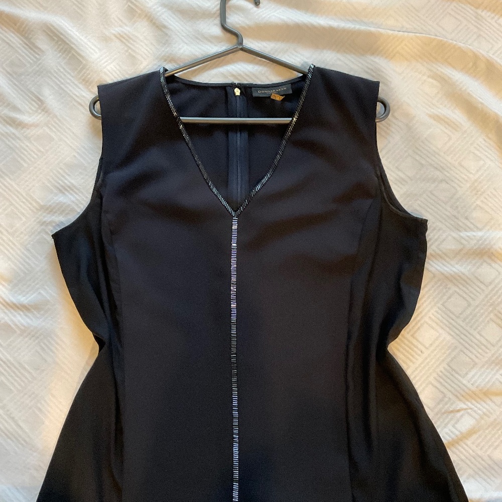 Donna Karan Navy Metallic Trimmed Tank
